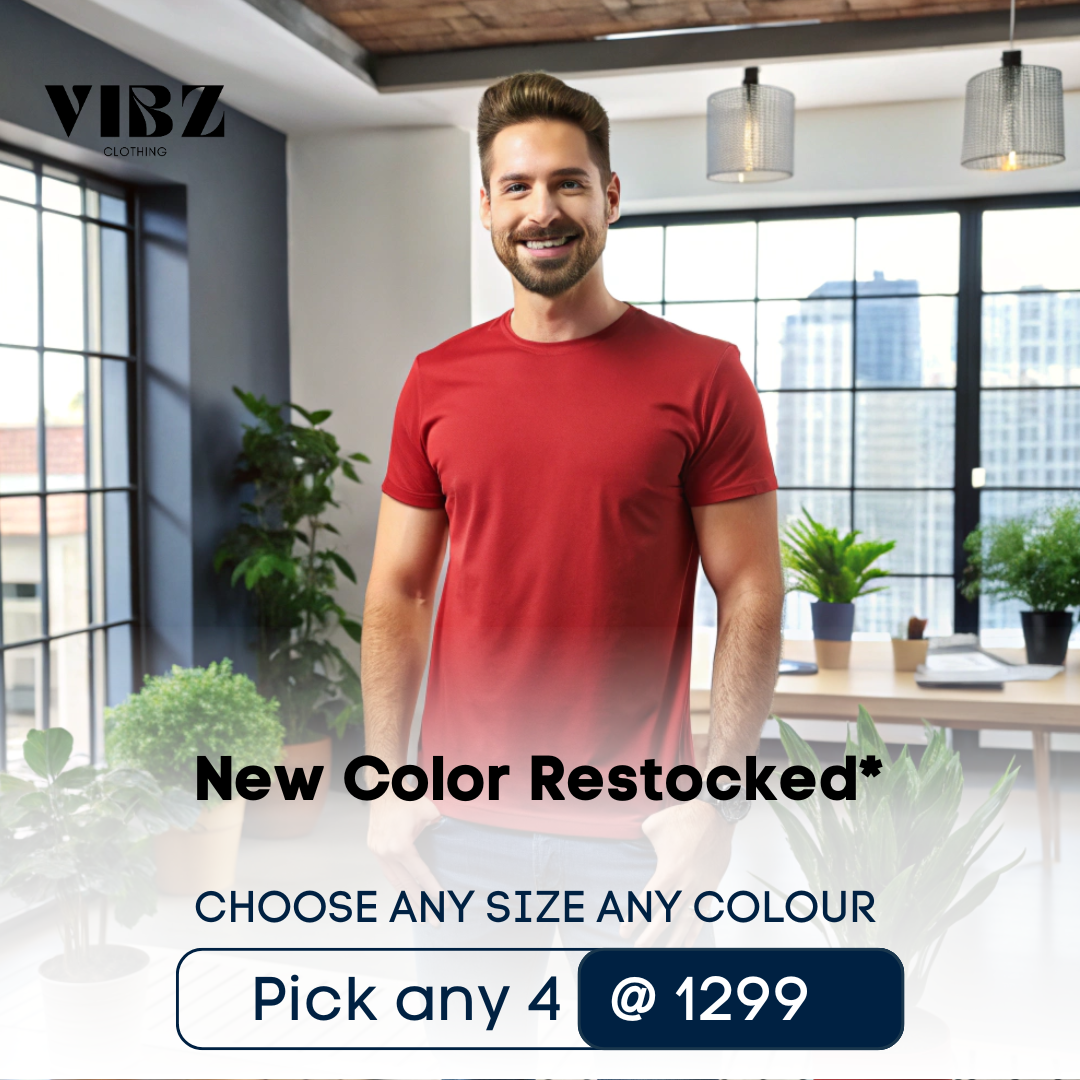 Pick Any 4 Plain T-Shirts Combo || The Vibz